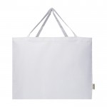 Bolsa de algodón reciclado con gran compartimiento principal 220 g/m2 color blanco segunda vista frontal