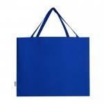 Bolsa de algodón reciclado con gran compartimiento principal 220 g/m2 color azul real segunda vista trasera
