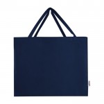 Bolsa de algodón reciclado con gran compartimiento principal 220 g/m2 color azul marino segunda vista frontal