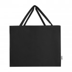 Bolsa de algodón reciclado con gran compartimiento principal 220 g/m2 color negro segunda vista frontal