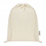 Bolsa de algodón reciclado resistente con cordones 140 g/m2 color natural segunda vista frontal