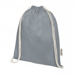 Bolsa de algodón reciclado resistente con cordones 140 g/m2 color gris