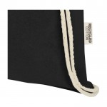 Bolsa de algodón reciclado resistente con cordones 140 g/m2 color negro vista detalle 1