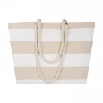 Bolsa de playa de algodón reciclado con asas de cuerda 270 g/m2 color blanco tercera vista frontal