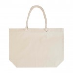 Bolsa de playa de algodón reciclado con asas de cuerda 270 g/m2 color natural segunda vista trasera