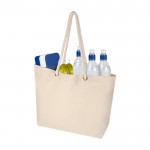 Bolsa de playa de algodón reciclado con asas de cuerda 270 g/m2 color natural tercera vista