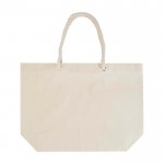 Bolsa de playa de algodón reciclado con asas de cuerda 270 g/m2 color natural segunda vista frontal