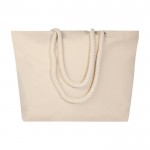 Bolsa de playa de algodón reciclado con asas de cuerda 270 g/m2 color natural tercera vista frontal