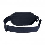 Bandolera de material reciclado con bolsillo principal amplio color azul marino segunda vista trasera