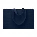 Bolsa tote de playa con acabado soft y compartimento grande color azul marino tercera vista frontal