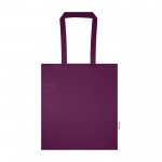 Bolsa de la compra de algodón reciclado y RPET 7L 140 g/m2 color morado tercera vista frontal