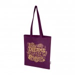 Bolsa de la compra de algodón reciclado y RPET 7L 140 g/m2 color morado vista impresión serigrafía