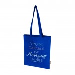 Bolsa de la compra de algodón reciclado y RPET 7L 140 g/m2 color azul real vista impresión serigrafía