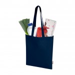 Bolsa de la compra de algodón reciclado y RPET 7L 140 g/m2 color azul marino segunda vista