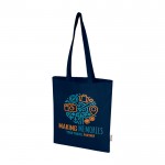 Bolsa de la compra de algodón reciclado y RPET 7L 140 g/m2 color azul marino vista impresión serigrafía