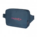 Bolso bandolera de viaje de poliéster reciclado con compartimiento 1L color azul cian