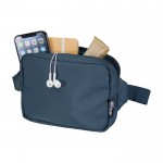 Bolso bandolera de viaje de poliéster reciclado con compartimiento 1L color azul cian segunda vista