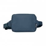 Bolso bandolera de viaje de poliéster reciclado con compartimiento 1L color azul cian segunda vista frontal