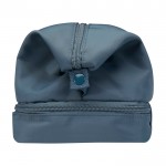 Neceser de poliéster reciclado con gran compartimento inferior 6L color azul cian vista lateral