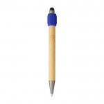 Bolígrafo táctil de bambú con spinner en parte superior tinta azul color azul ultramarino primera vista
