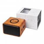 Altavoz con cargador inalámbrico color madera