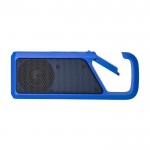 Altavoz pequeño con clip color azul real segunda vista frontal