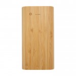 Powerbank de bambú con LED y botón táctil de encendido 20.000 mAh color natural segunda vista frontal