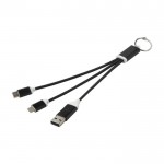Cable de carga 4 en 1 de aluminio reciclado con llavero incluido color negro
