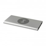 Batería externa inalámbrica de aluminio reciclado 8.000 mAh color plateado