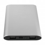 Batería externa inalámbrica de aluminio reciclado 8.000 mAh color plateado segunda vista