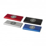 Batería externa inalámbrica de aluminio reciclado 8.000 mAh color plateado segunda vista varios colores