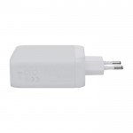 Enchufe cargador de plástico reciclado con 3 puertos 100W color blanco segunda vista trasera