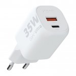 Enchufe cargador de plástico reciclado con 2 puertos 35W color blanco