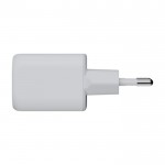 Enchufe cargador de plástico reciclado con 2 puertos 35W color blanco vista lateral