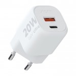 Enchufe cargador de plástico reciclado con 2 puertos 20W color blanco