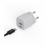 Enchufe cargador de plástico reciclado con 2 puertos 20W color blanco vista detalle 1