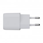 Enchufe cargador de plástico reciclado con 2 puertos 20W color blanco vista lateral