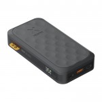 Powerbank de plástico reciclado con varias conexiones 20.000 mAh color negro tercera vista