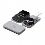 Cargador de viaje inalámbrico plegable 3 en 1 que es magnético 15W color gris