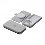 Cargador de viaje inalámbrico plegable 3 en 1 que es magnético 15W color gris cuarta vista