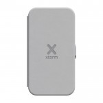 Cargador de viaje inalámbrico plegable 3 en 1 que es magnético 15W color gris segunda vista frontal