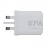 Cargador con enchufe británico hecho de plástico reciclado 67W color blanco