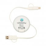 Cable retráctil de carga rápida 5 en 1 con sincronización de datos color blanco segunda vista trasera