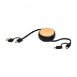 Cable retráctil de carga rápida 5 en 1 con sincronización de datos color negro quinta vista