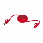 Cable retráctil de sincronización de datos con plástico y aluminio color rojo segunda vista