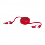 Cable retráctil de sincronización de datos con plástico y aluminio color rojo quinta vista