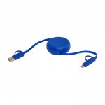 Cable retráctil de sincronización de datos con plástico y aluminio color azul real segunda vista