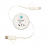 Cable retráctil de sincronización de datos con plástico y aluminio color plateado segunda vista trasera