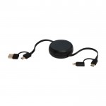 Cable retráctil de sincronización de datos con plástico y aluminio color negro quinta vista