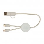 Cable de sincronización de datos y carga rápida con bambú 27W color blanco segunda vista trasera